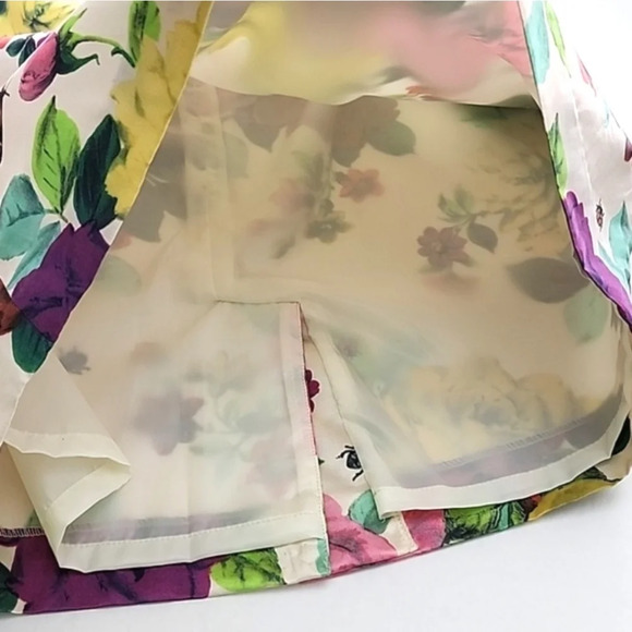 Sandra Angelozzi Women's Silk Cotton Blend Floral Print Mult Skirt Lined Size 36 - Picture 6 of 15